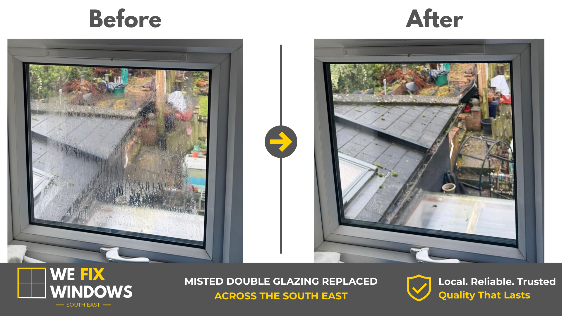 Before and after misted double glazing replacement in the South East