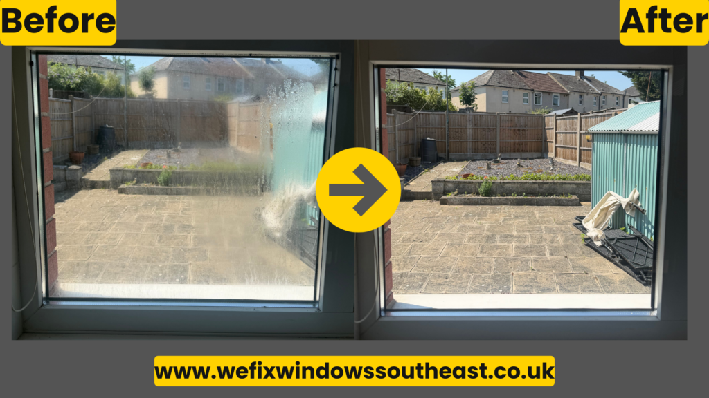misted double glazing replacement in Swanley - before and after sealed unit replacement by we fix windows south east