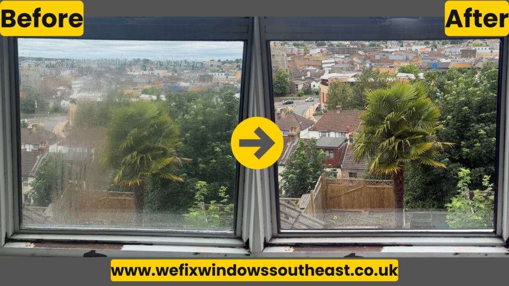 misted double glazing replacement in erith - before and after sealed unit replacement by we fix windows south east