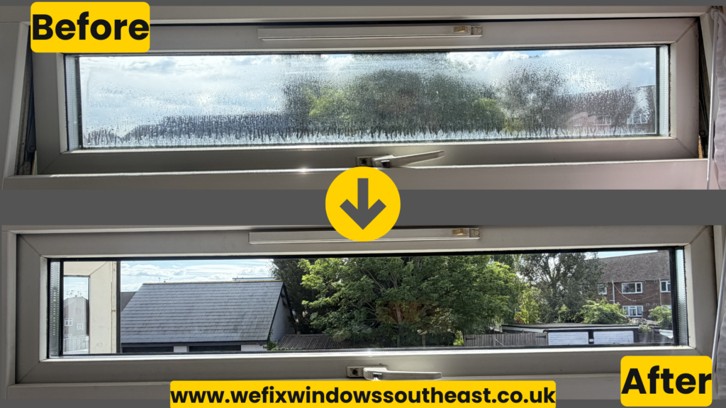 misted double glazing replacement in sidcup - before and after sealed unit replacement by we fix windows south east
