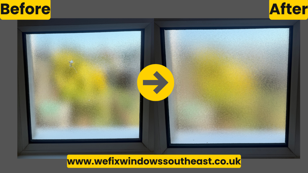 broken double glazing replacement in dartford - before and after window repair
