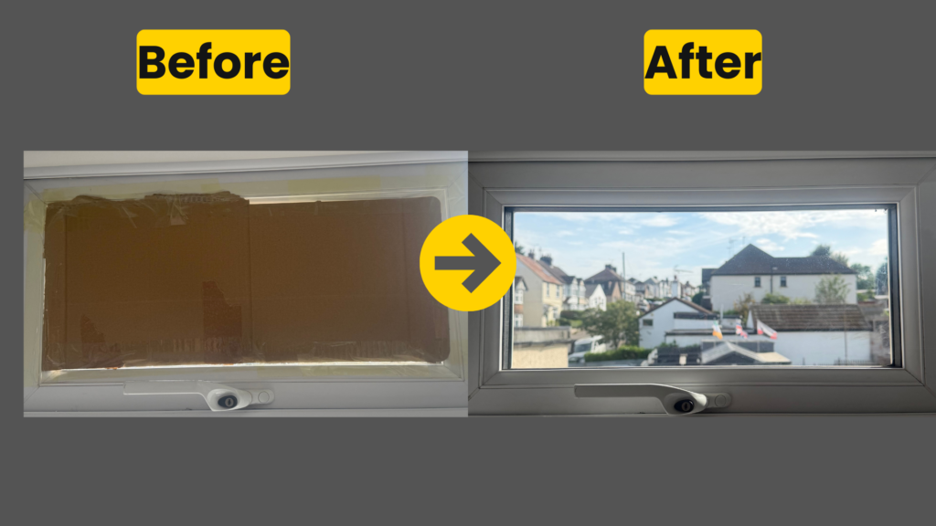 smashed double glazing replacement in swanscombe - before and after window repair